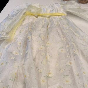 Chic Floral Maxi Dress in White and Yellow see measurements. Homemade